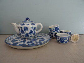 Miniatuur serviesje - blauw/wit