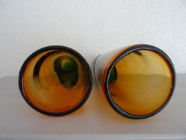Set glazen vazen - oranje/groen - VERKOCHT
