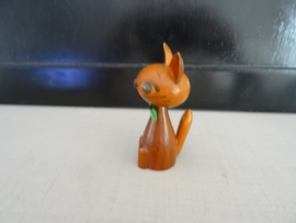 Vintage beeldje poes - kat - hout - VERKOCHT