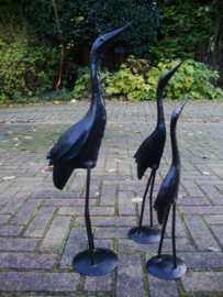 Vintage metalen vogels - kraanvogels - set van 3 - VERKOCHT