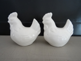 Eierschaal met peper- en zoutstel - kip - wit - VERKOCHT