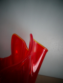 Vintage zakdoek vaas - rood - glas