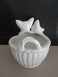 Vintage bloempotje - poes - kat - wit - VERKOCHT