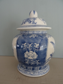 Kleine dekselpot Chinees - blauw/wit - vogels - VERKOCHT
