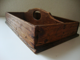 Houten bak met twee vakken - VERKOCHT