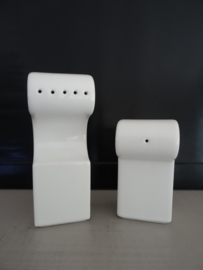 Design Peper- en zoutstel - Sicart - Italy - vintage - wit - VERKOCHT
