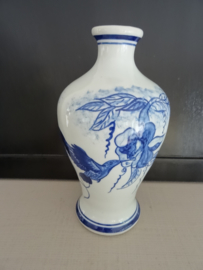 Vaas - Delfts blauw - vogel - handpainted - VERKOCHT