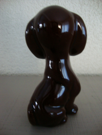 Vintage beeldje hondje - donkerbruin - VERKOCHT