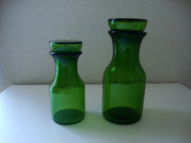 Groene glazen stolpflessen - VERKOCHT