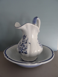 Lampetstel JL keramiek - blauw/wit  - bloemen - VERKOCHT