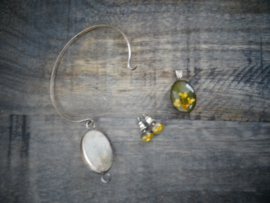 Sieraden set droogbloemen - hanger - armband- oorknopjes - VERKOCHT