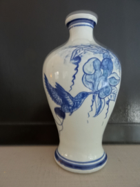 Vaas - Delfts blauw - vogel - handpainted - VERKOCHT