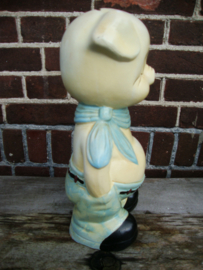 Grote spaarpot - vintage - biggetje / varken / stripfiguur - VERKOCHT