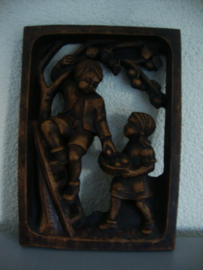Stenen schilderijtje - vintage - VERKOCHT