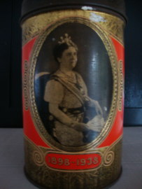 Oud blik / trommel Wilhelmina 1898-1938 - VERKOCHT