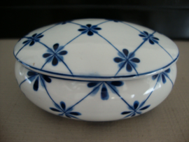 Dekselschaaltje - blauw/wit - ovaal - VERKOCHT
