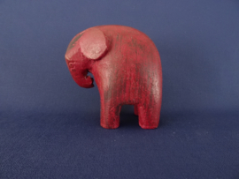 Vintage houten olifantje - olifant - rood - hout