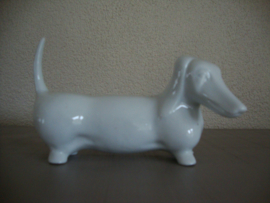 Vintage beeld teckel - wit - VERKOCHT