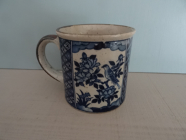 Mok - spikkel - blauw wit bruin - VERKOCHT