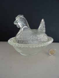 Vintage glazen schaaltje kip - VERKOCHT