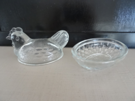 Dekselschaaltje kip - glas - VERKOCHT