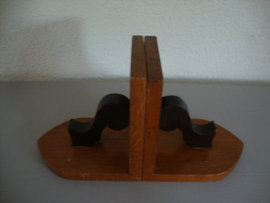 Vintage houten boekensteunen - VERKOCHT