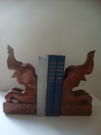 Boekensteunen olifant - hout - vintage - VERKOCHT