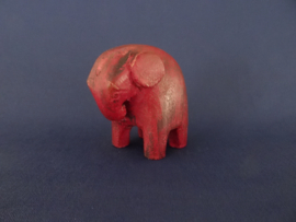 Vintage houten olifantje - olifant - rood - hout