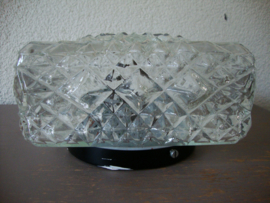 Vintage glazen plafonniere - glas - vierkant - VERKOCHT