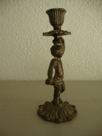 Koperen kandelaar putti - VERKOCHT