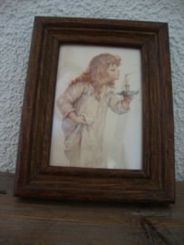 Oude prent meisje met kaars - VERKOCHT