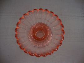 Vintage kandelaar - zalm - glas - VERKOCHT