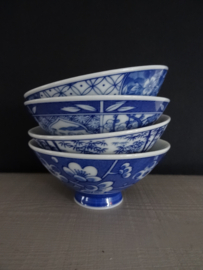 Schaaltjes blauw/wit - Set van 4 - VERKOCHT