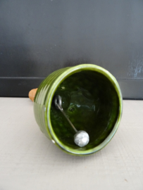 Tafelbel - groen aardewerk met hout - VERKOCHT