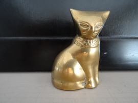 Beeldje poes kat - koper - dubbelzijdig - VERKOCHT