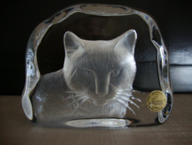 Kristal glas beeldje poes kat - VERKOCHT