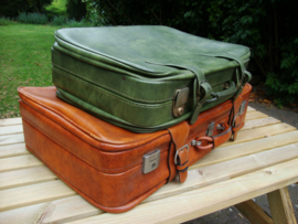 Vintage koffer - bruin en groen - VERKOCHT