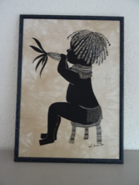 Vintage doek / kunst / schilderij - Heidi lange - VERKOCHT