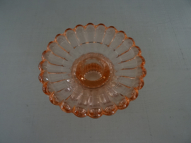 Vintage kandelaar - zalm - glas - VERKOCHT