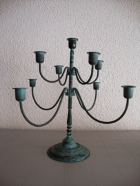 Metalen kandelaar - groen - 9 kaarsen - VERKOCHT