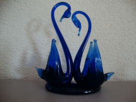 Zwaan zwanen blauw glas - VERKOCHT