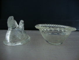 Deksel schaaltje kip - glas - VERKOCHT