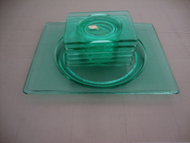 Vintage glazen schaaltjes - bonbonschaaltjes - groen glas - VERKOCHT