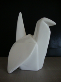 Beeld beeldje vogel - wit - aardewerk - origame - VERKOCHT