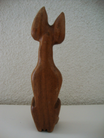 Vintage beeldje houten kat - VERKOCHT