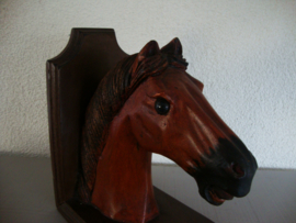 Grote boekensteun XL - beeld - paardenhoofd - paard - hout - VERKOCHT
