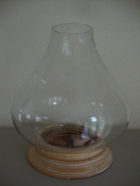 Groot windlicht - houten voet - VERKOCHT