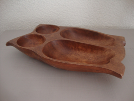 Vintage houten snackschaal uil - VERKOCHT