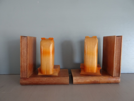Vintage boekensteunen uil - hout - VERKOCHT