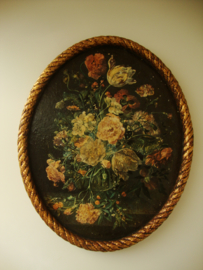 Ovaal schilderij bloemen - VERKOCHT